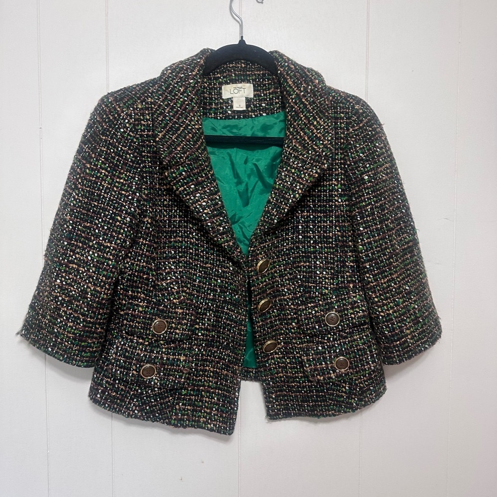 Ann Taylor Loft Cropped tweed blazer